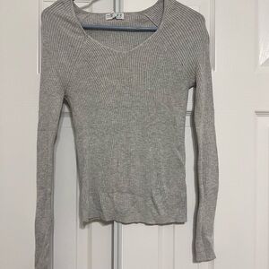 Primark Gray Ribbed Long Sleeve Top